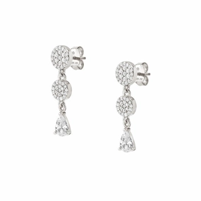 Nomination Lucentissima Earrings, Circle Drop, White Cubic Zirconia, Silver
