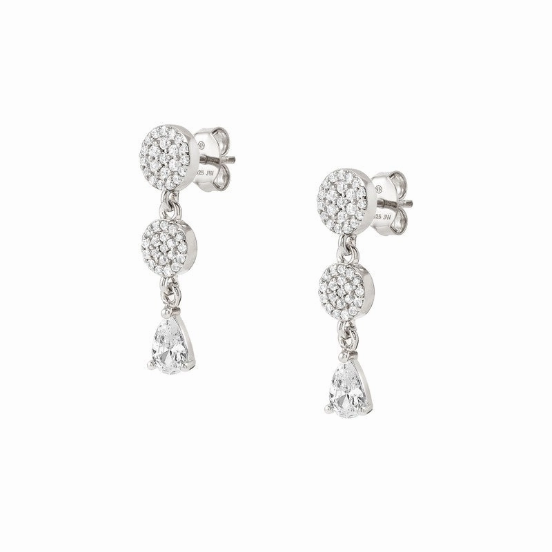 Nomination Lucentissima Earrings, Circle Drop, White Cubic Zirconia, Silver