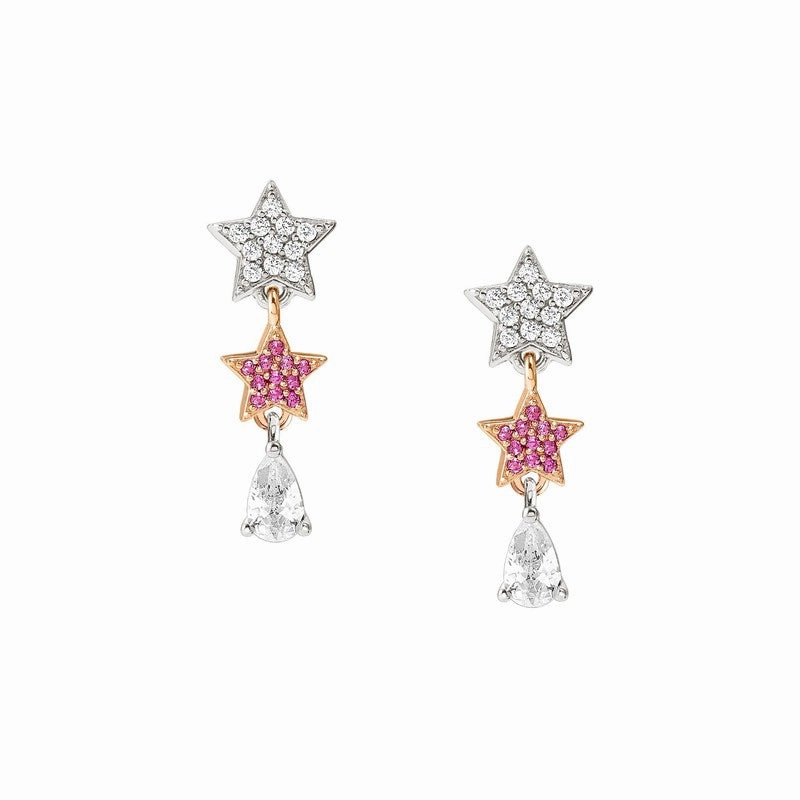 Nomination Lucentissima Earrings, Star Drop, Pink And White Cubic Zirconia, Rose Gold