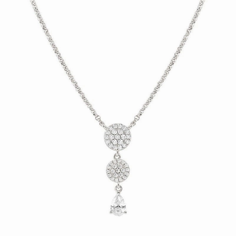 Nomination Lucentissima Necklace, Circle, Pear-Shape Pendant, White Cubic Zirconia, Silver