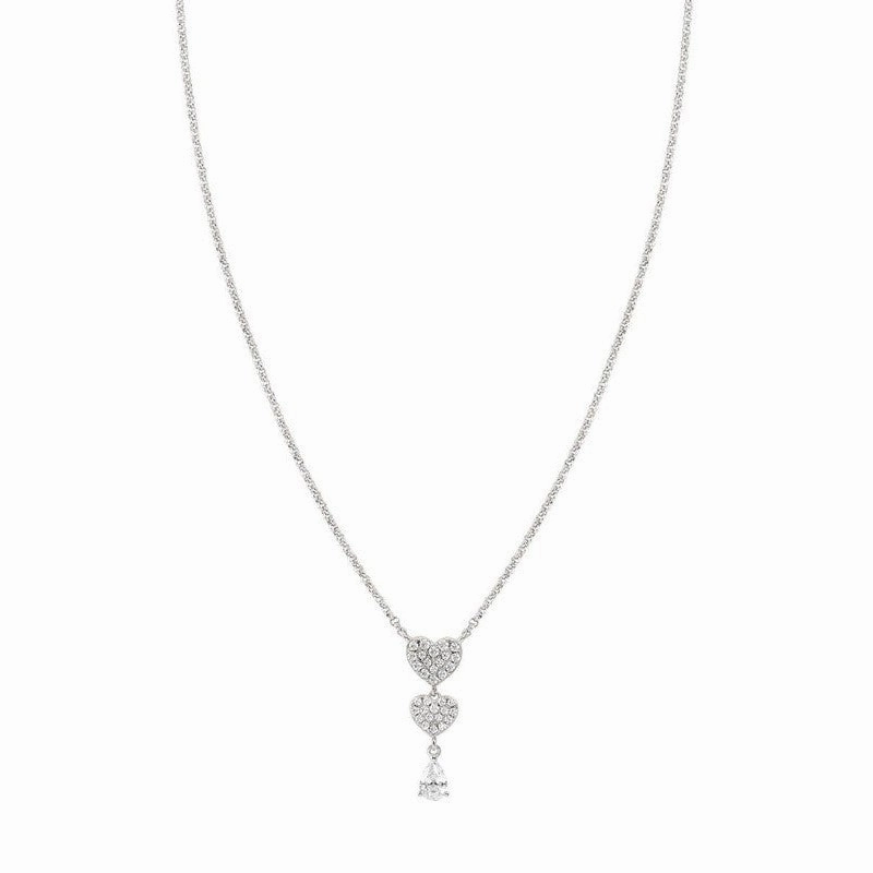 Nomination Lucentissima Necklace, Heart, Pear-Shape Pendant, White Cubic Zirconia, Silver