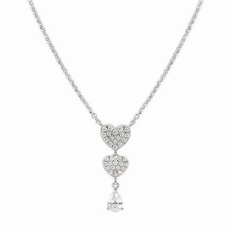 Nomination Lucentissima Necklace, Heart, Pear-Shape Pendant, White Cubic Zirconia, Silver