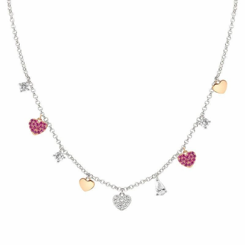 Nomination Lucentissima Necklace, Mixed Pendants, Pink And White Cubic Zirconia, Silver