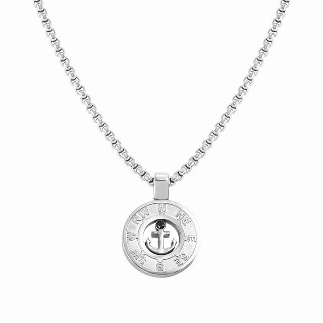 Nomination Manvision Necklace, Anchor, Round Pendant, Stainless Steel