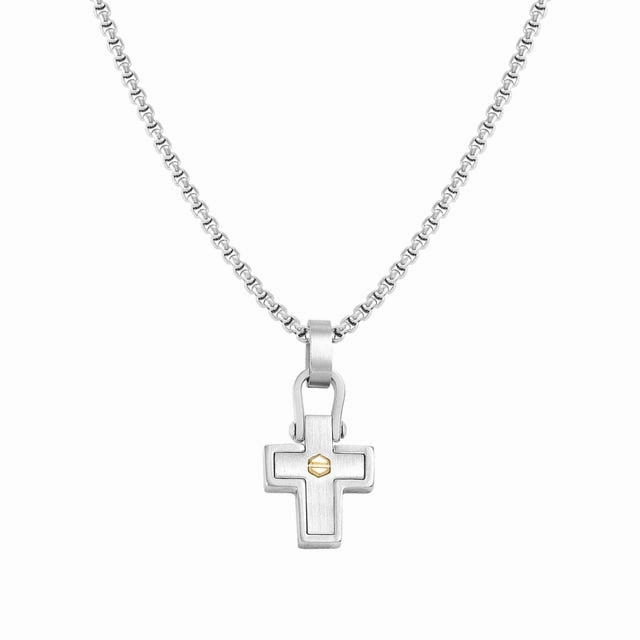 Nomination Manvision Necklace, Cross, Hexagonal Screw, Stainless Steel