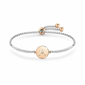 Nomination Milleluci Bracelet, Letter A, Crystal Pave, Rose PVD, Stainless Steel
