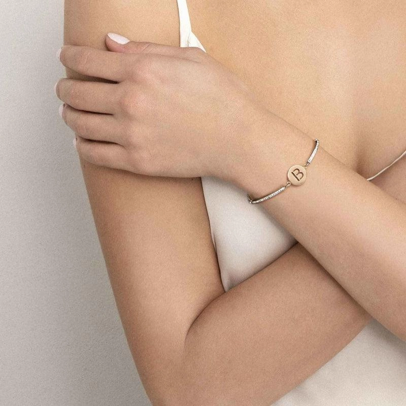 Nomination Milleluci Bracelet, Letter G, Crystal Pave, Rose PVD, Stainless Steel