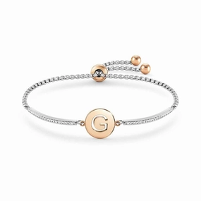Nomination Milleluci Bracelet, Letter G, Crystal Pave, Rose PVD, Stainless Steel