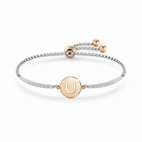 Nomination Milleluci Bracelet, Letter U, Crystal Pave, Rose PVD, Stainless Steel