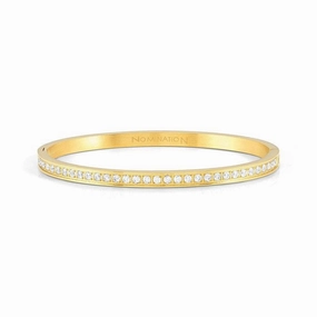 Nomination Pretty Bangle, Cubic Zirconia, Yellow PVD, Stainless Steel
