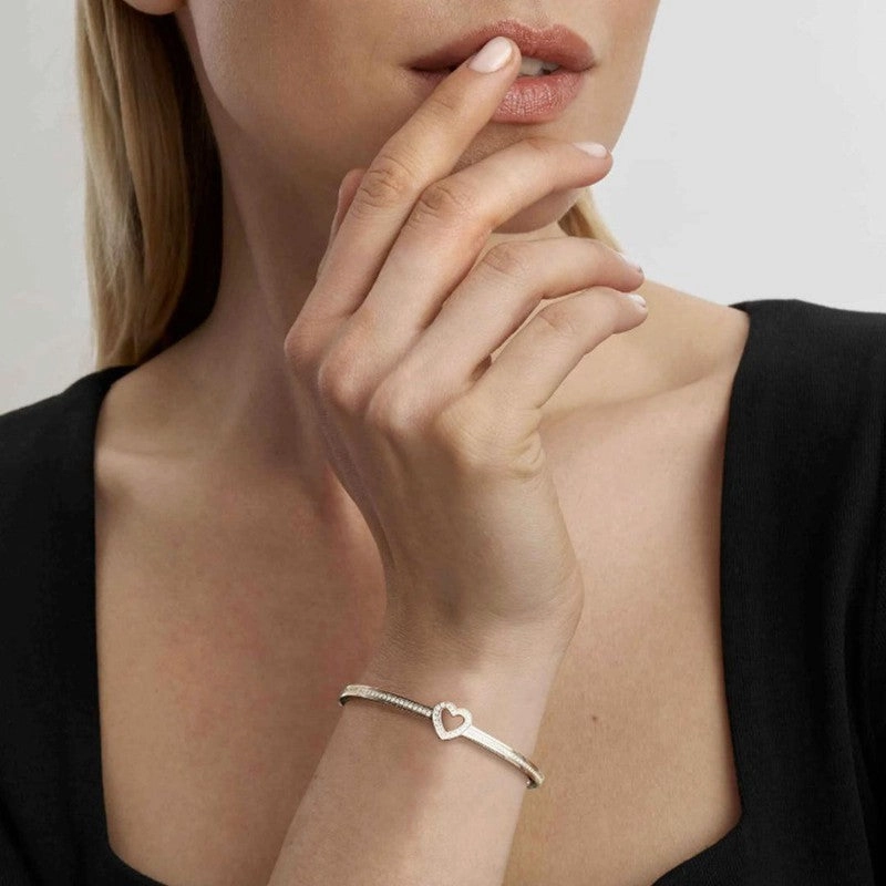 Nomination Pretty Bangle, Heart, Cubic Zirconia, Yellow PVD, Stainless Steel