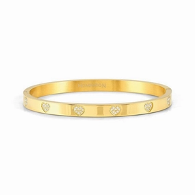 Nomination Pretty Bangle, Pave Heart, Cubic Zirconia, Yellow PVD, Stainless Steel