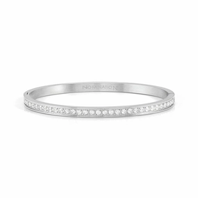 Nomination Pretty Bangle, White Cubic Zirconia, Silver, Stainless Steel
