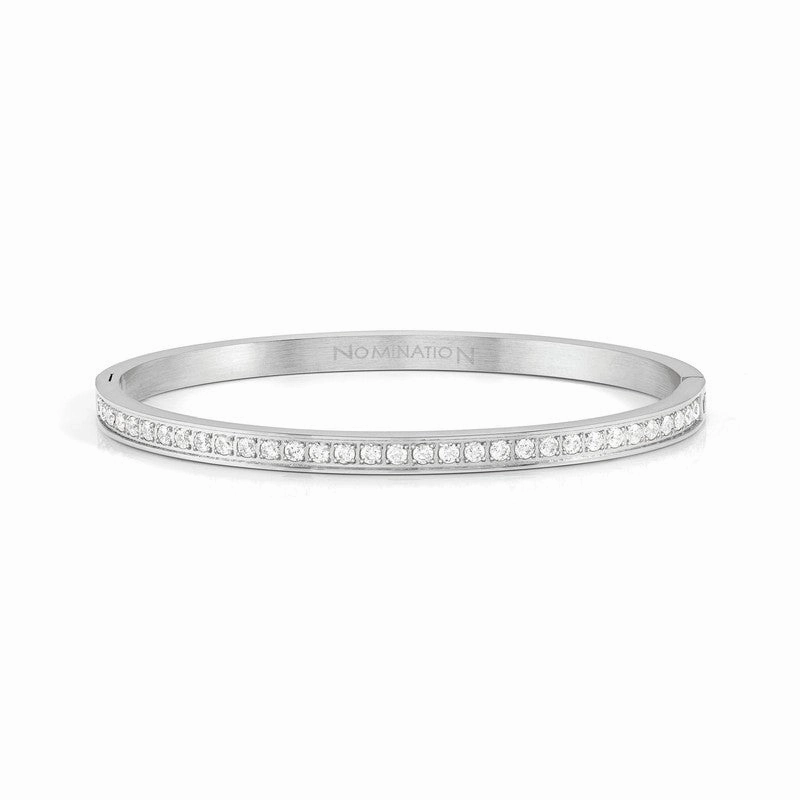 Nomination Pretty Bangle, White Cubic Zirconia, Silver, Stainless Steel