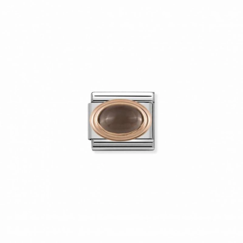 Nomination Rose Gold, Enamel with Oval Natural Stones Smoky Topaz Link
