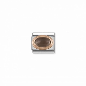 Nomination Rose Gold, Enamel with Oval Natural Stones Smoky Topaz Link
