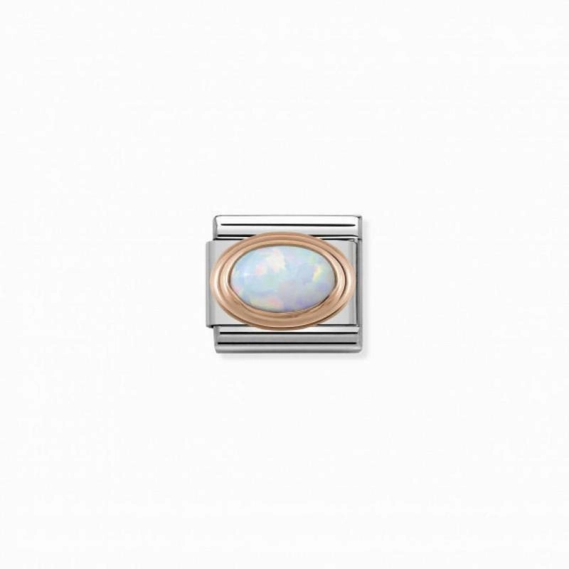 Nomination Rose Gold, Enamel with Oval Natural Stones White Opal Link