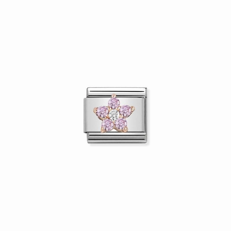 Nomination Rose Gold Pink Flower Link
