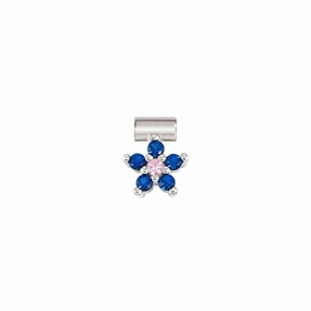 Nomination SeiMia Flora Pendant, Flower, Blue Cubic Zirconia, Silver