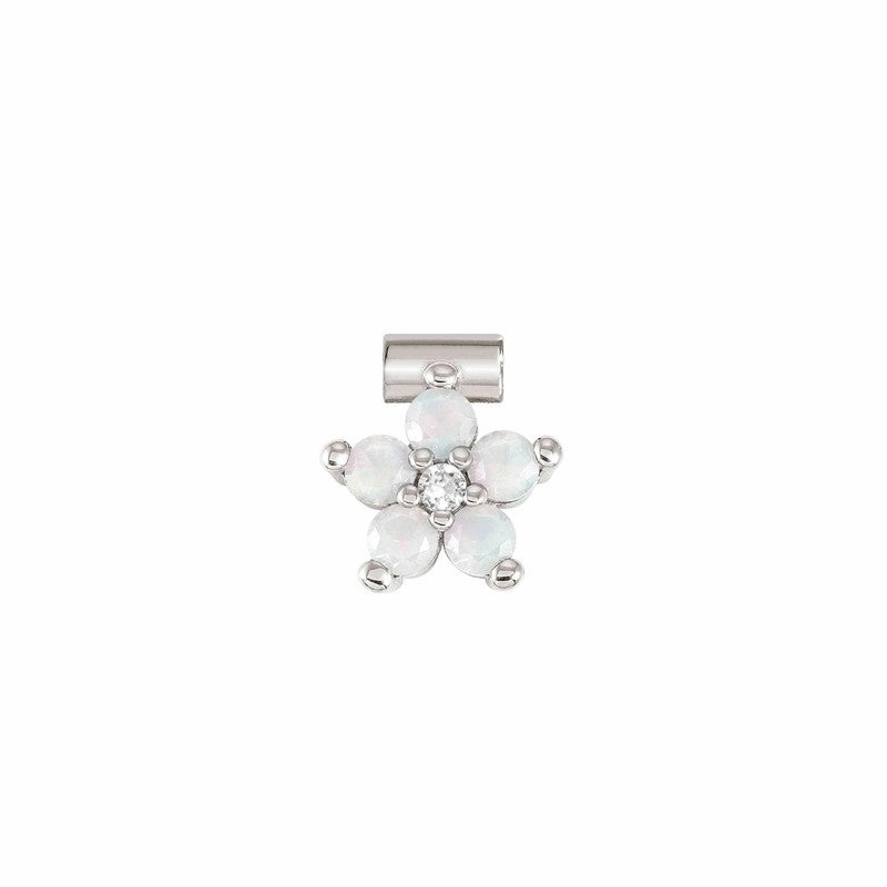 Nomination SeiMia Flora Pendant, Flower, Large, Opal Cubic Zirconia, Silver