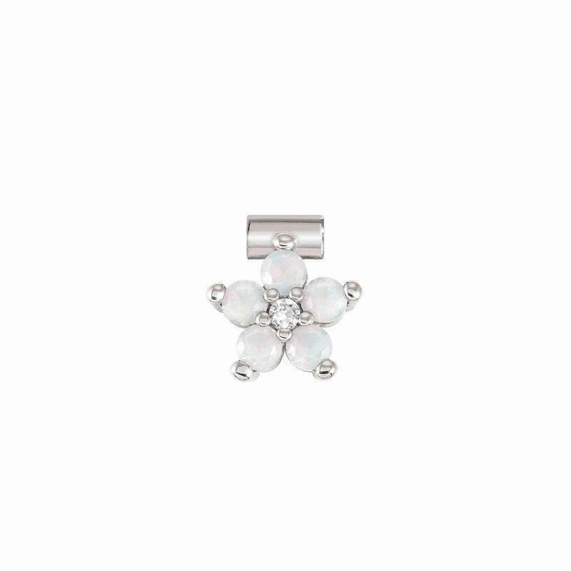 Nomination SeiMia Flora Pendant, Flower, Large, Opal Cubic Zirconia, Silver