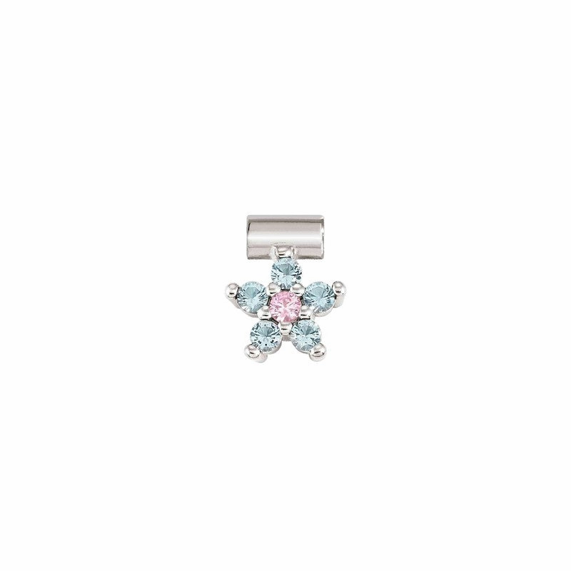 Nomination SeiMia Flora Pendant, Flower, Light Blue Cubic Zirconia, Silver