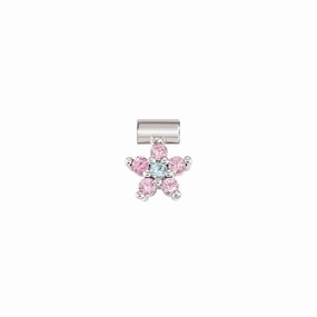 Nomination SeiMia Flora Pendant, Flower, Pink Cubic Zirconia, Silver