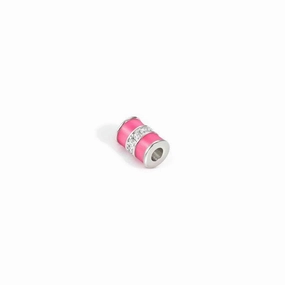 Nomination SeiMia Flora Spacer Tube, White Cubic Zirconia, Fuchsia Enamel, Silver