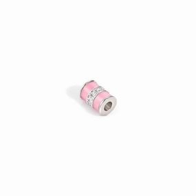 Nomination SeiMia Flora Spacer Tube, White Cubic Zirconia, Pink Enamel, Silver