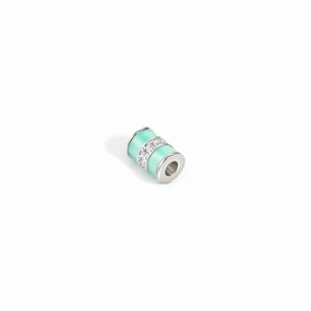 Nomination SeiMia Flora Spacer Tube, White Cubic Zirconia, Turqouise Enamel, Silver