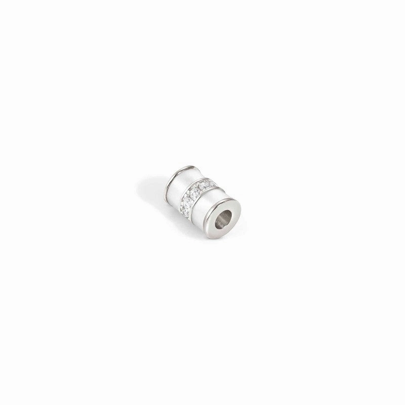 Nomination SeiMia Flora Spacer Tube, White Cubic Zirconia, White Enamel, Silver