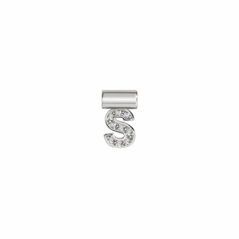 Nomination SeiMia Pendant, Letter S, Cubic Zirconia, Silver