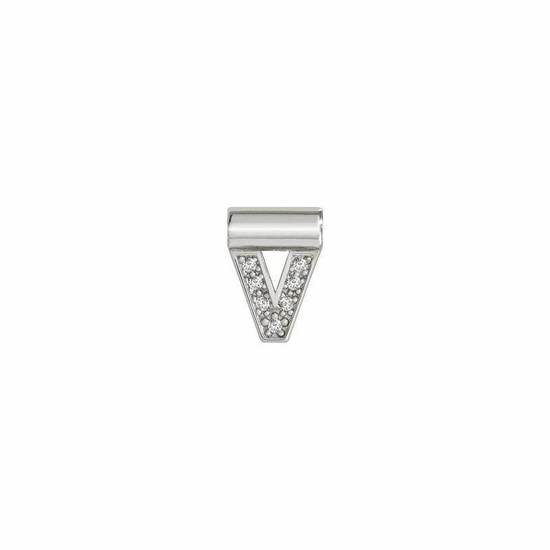 Nomination SeiMia Pendant, Letter V, Cubic Zirconia, Silver