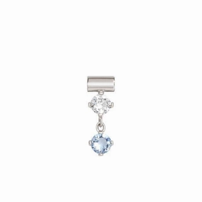 Nomination SeiMia Pendant, Light Blue And White Drop, Cubic Zirconia, Silver