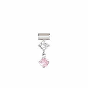 Nomination SeiMia Pendant, Pink And White Drop, Cubic Zirconia, Silver