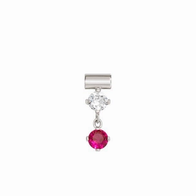 Nomination SeiMia Pendant, Red And White Drop, Cubic Zirconia, Silver