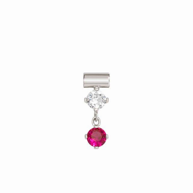 Nomination SeiMia Pendant, Red And White Drop, Cubic Zirconia, Silver