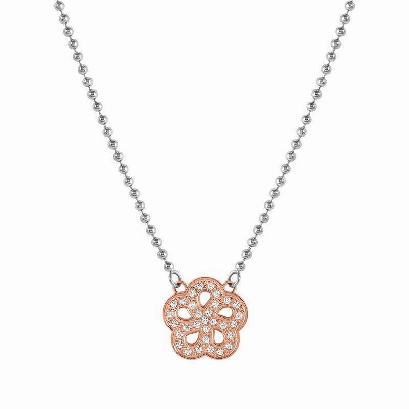 Nomination Soffio Damore Necklace, Flower, Cubic Zirconia, Rose Gold