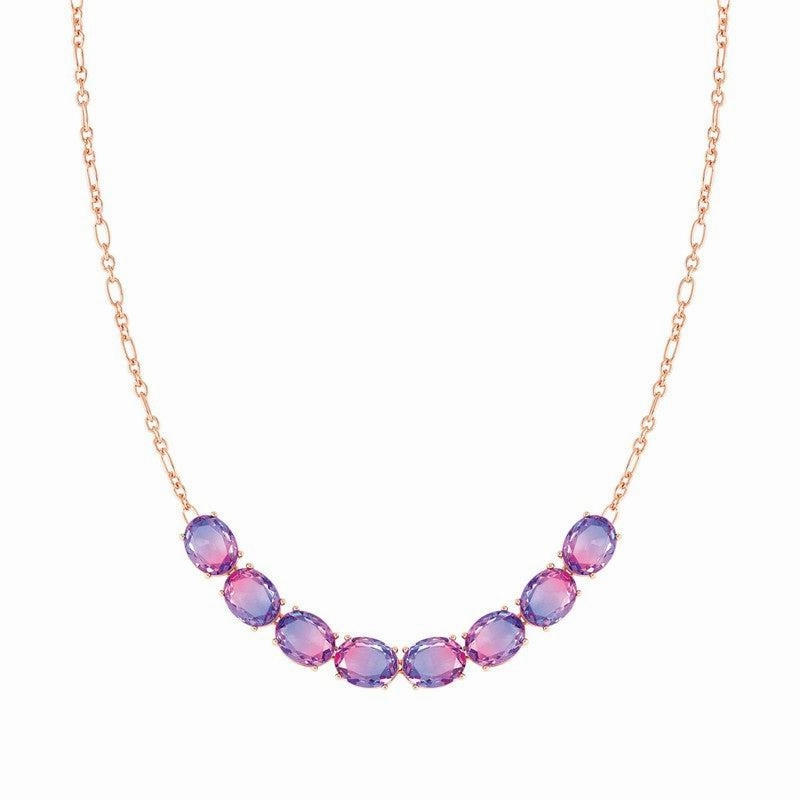 Nomination Symbiosi Rose Gold Necklace, Pink & Purple Stones