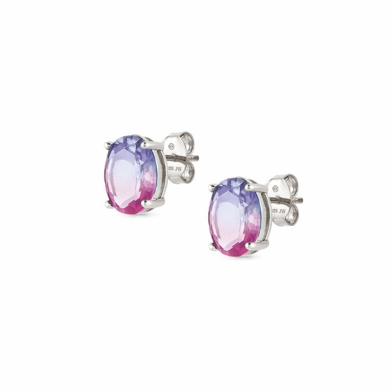Nomination Symbiosi Silver Earrings, Pink & Purple Stones