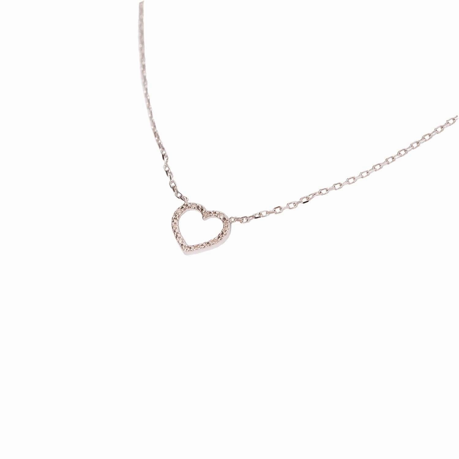 Open Heart Necklace with Diamonds