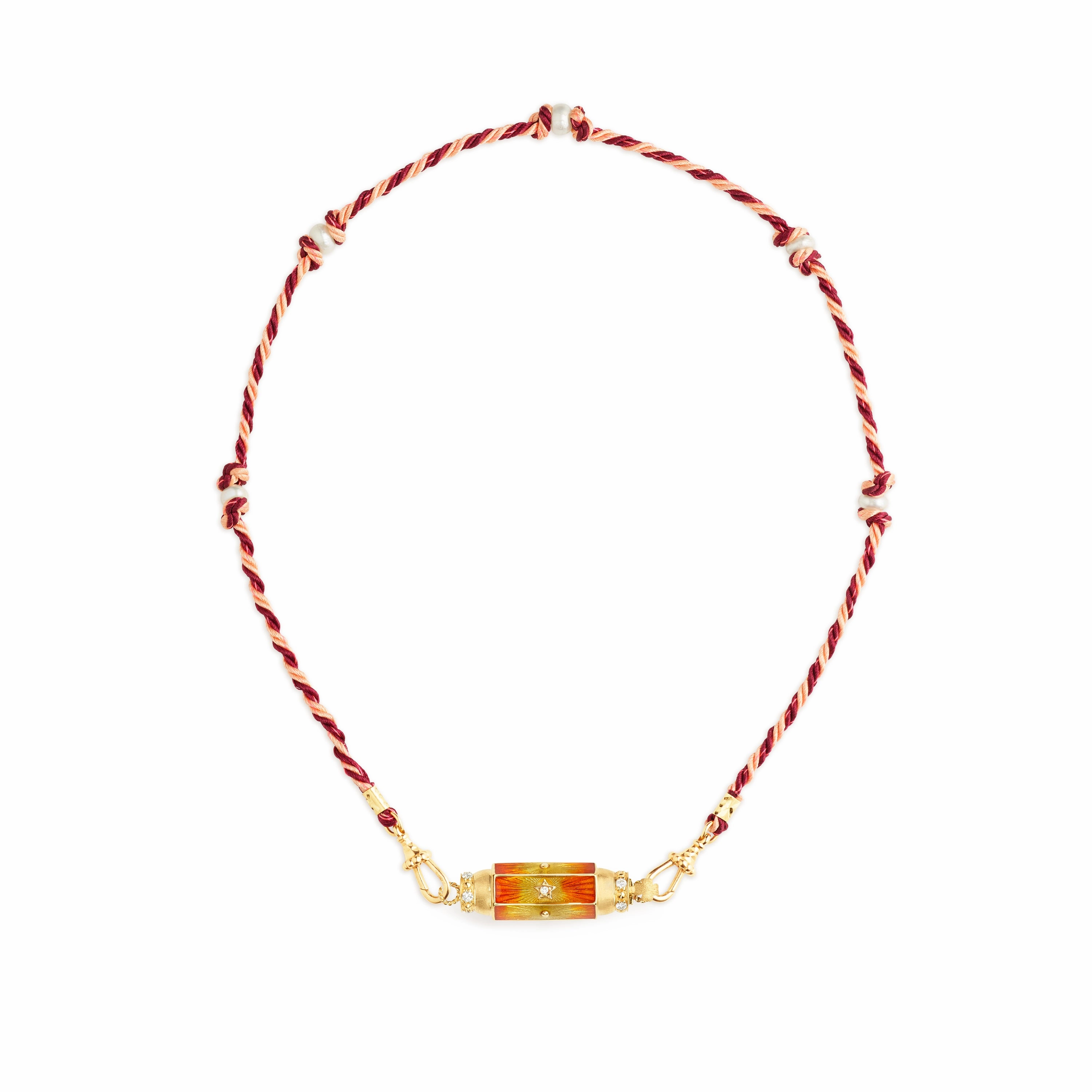 Orange Baby Locket with Diamonds & Pearls