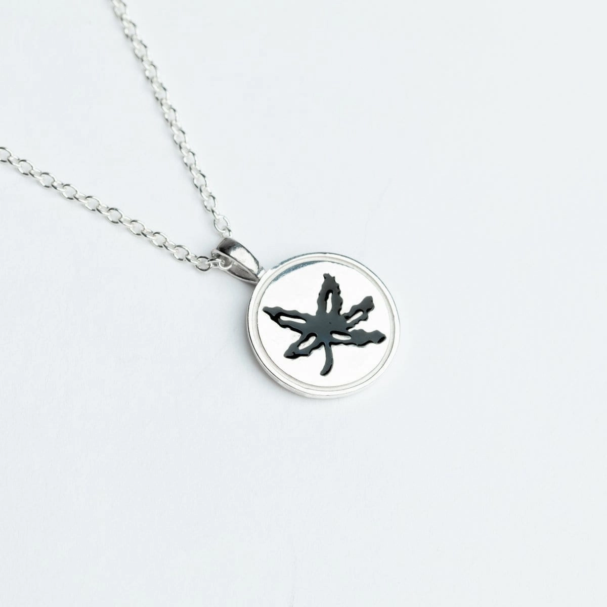 OSU Black Enamel Buckeye Leaf Pendant
