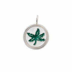 OSU Buckeye Leaf Charm with Green and White Enamel