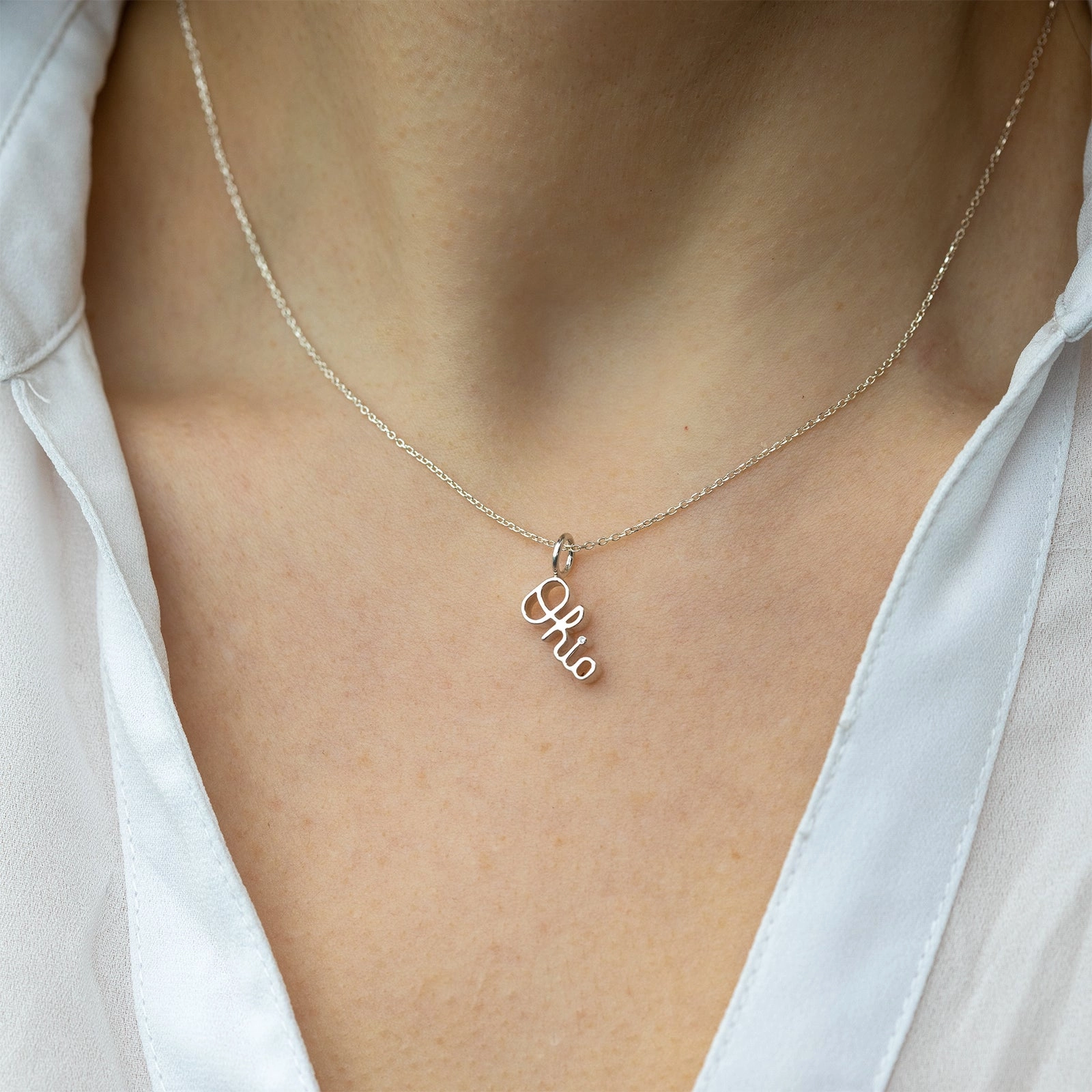 OSU Mini Script Ohio Charm with Diamond Accent