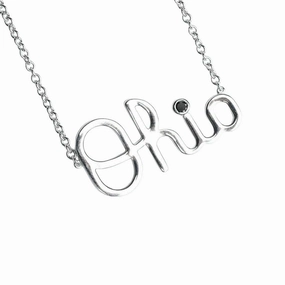 OSU Script Ohio Necklace with Black Diamond Accent