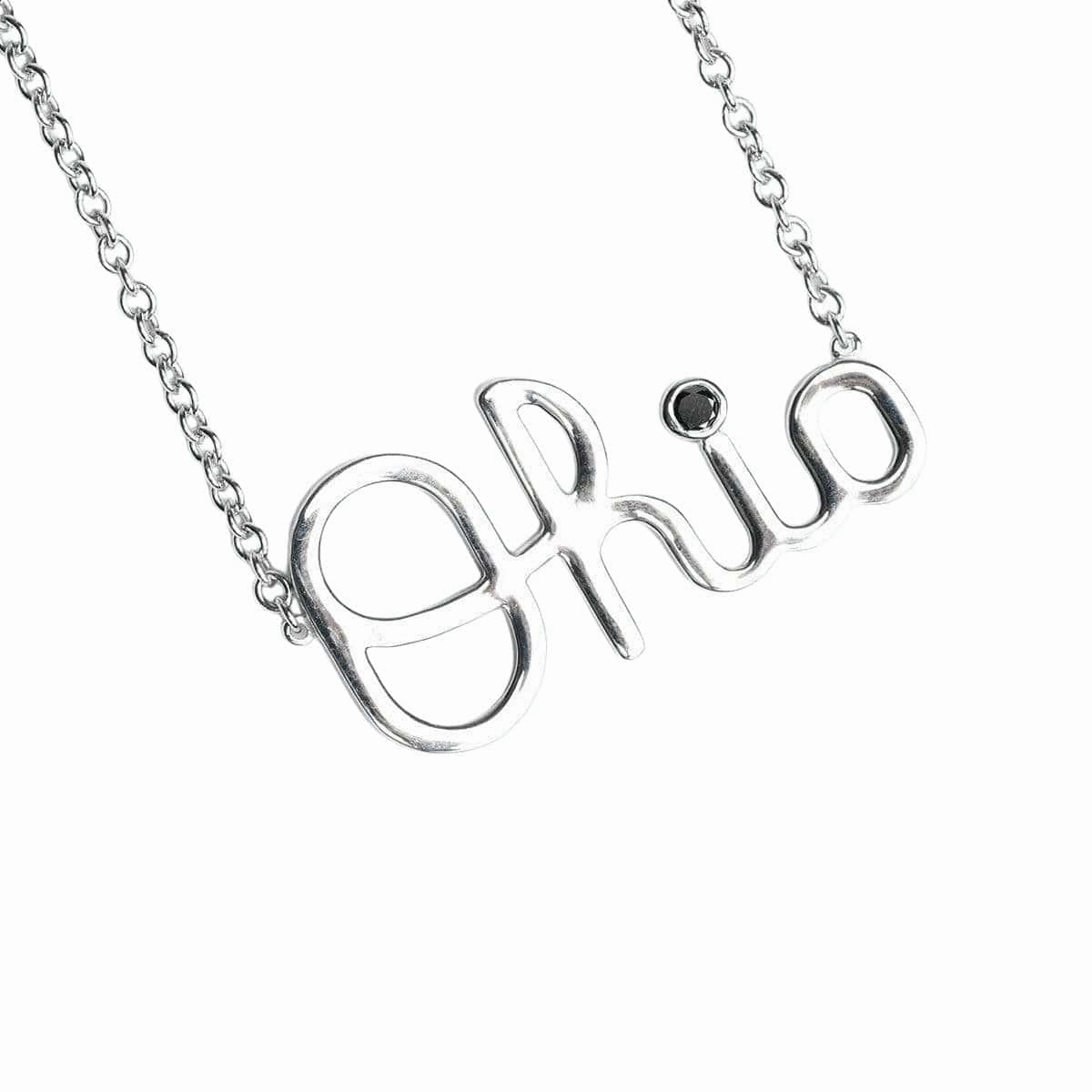 OSU Script Ohio Necklace with Black Diamond Accent