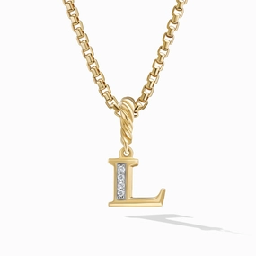 Pave Initial Pendant in 18K Yellow Gold with Diamonds