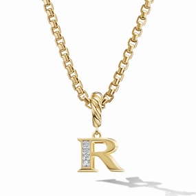 Pave Initial Pendant in 18K Yellow Gold with Diamonds