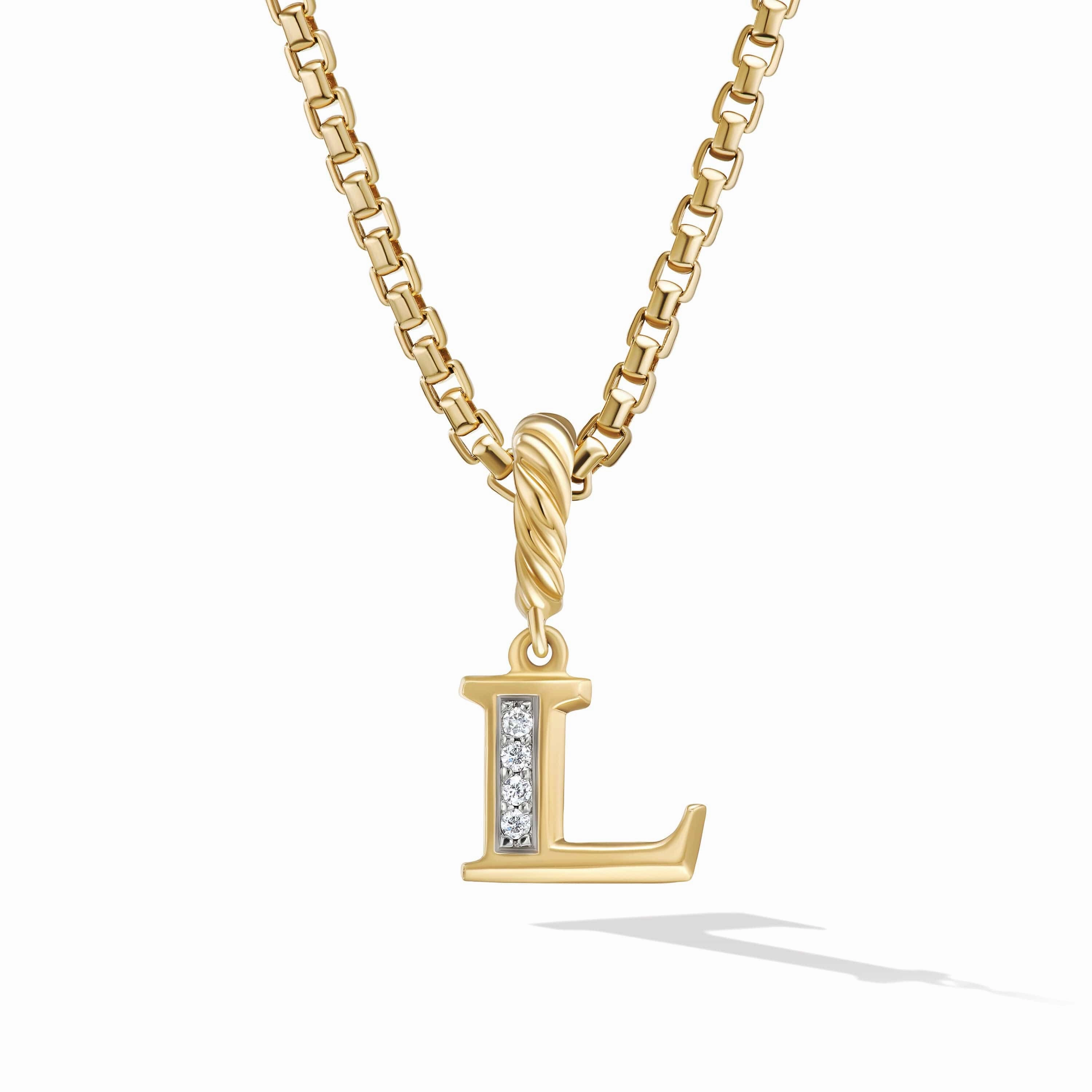 Pave Initial Pendant in 18K Yellow Gold with Diamonds